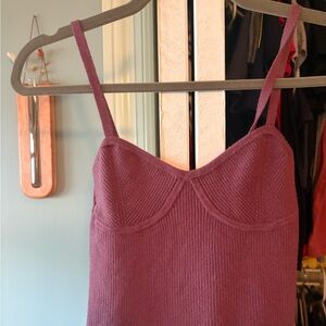 Madewell Ribbed Knit Top in Mauve